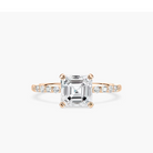 Asscher Cut Shared Prong Side Stone Engagement Ring