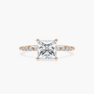 Princess Cut Shared Prong Side Stone Engagement Ring
