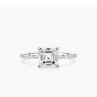 Asscher Cut Shared Prong Side Stone Engagement Ring