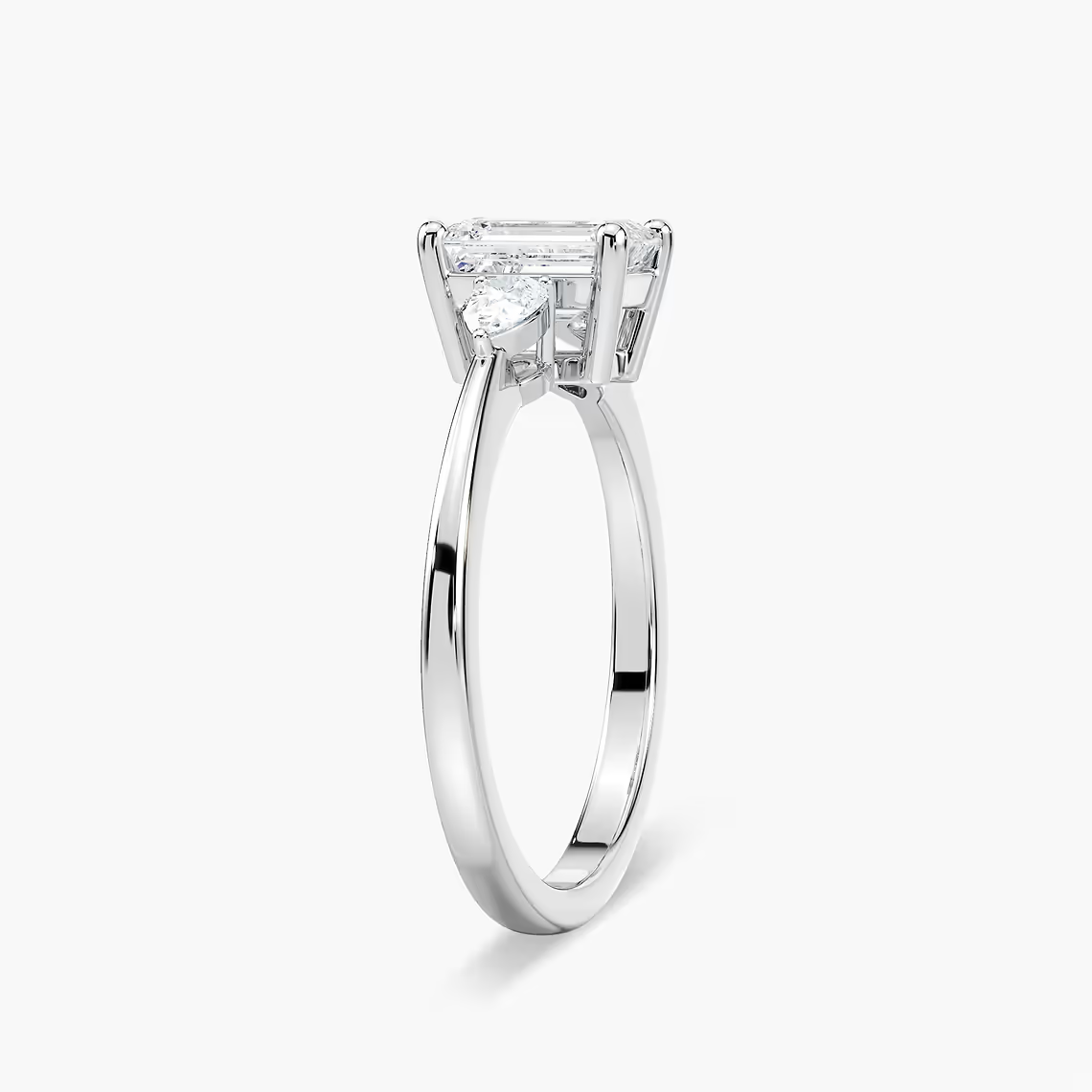 Emerald Cut Three Stone Engagement Ring