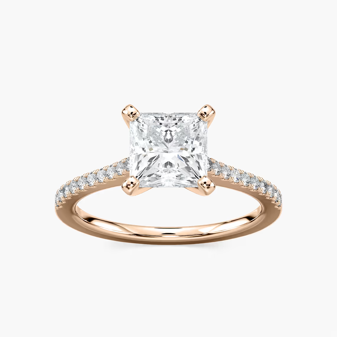 Pavé Set Princess Cut Engagement Ring