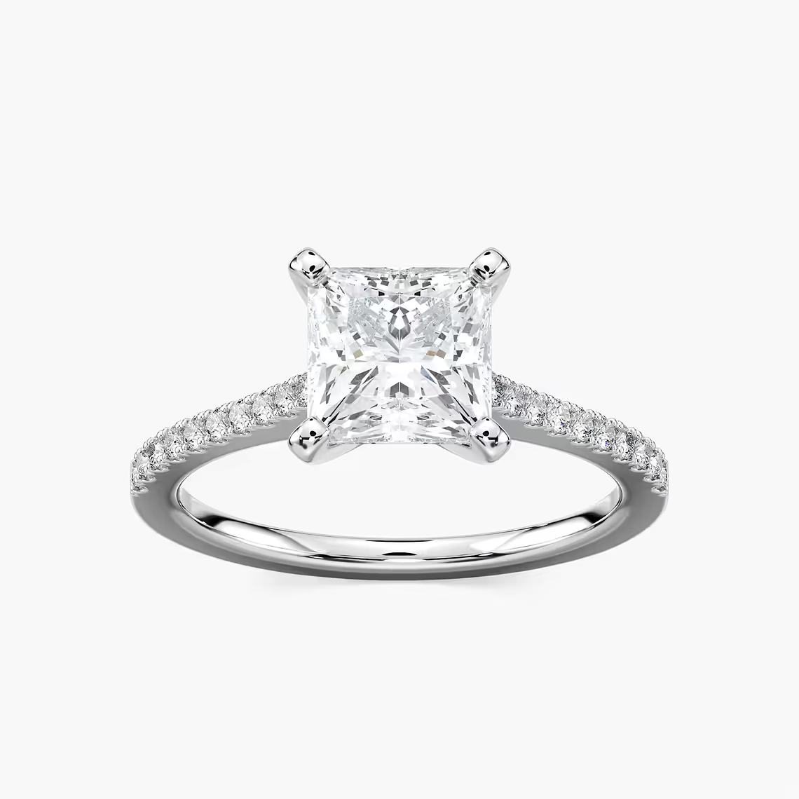 Pavé Set Princess Cut Engagement Ring