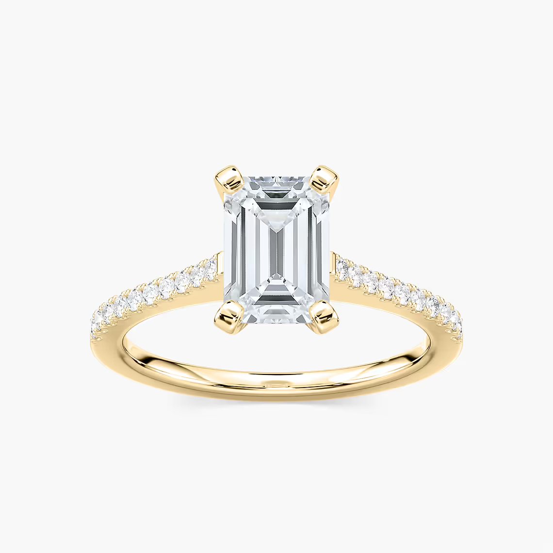 Pavé Set Emerald Cut Engagement Ring