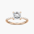 Asscher Cut Shared Prong Side Stone Engagement Ring