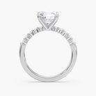Round Cut Shared Prong Side Stone Engagement Ring