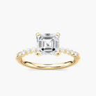 Asscher Cut Shared Prong Side Stone Engagement Ring