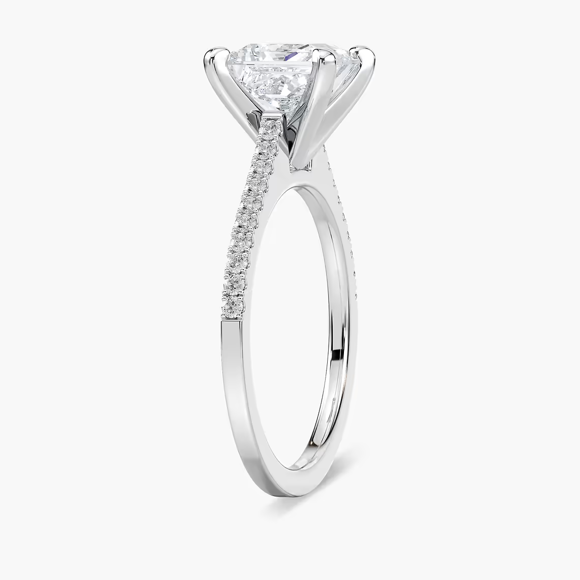 Pavé Set Princess Cut Engagement Ring