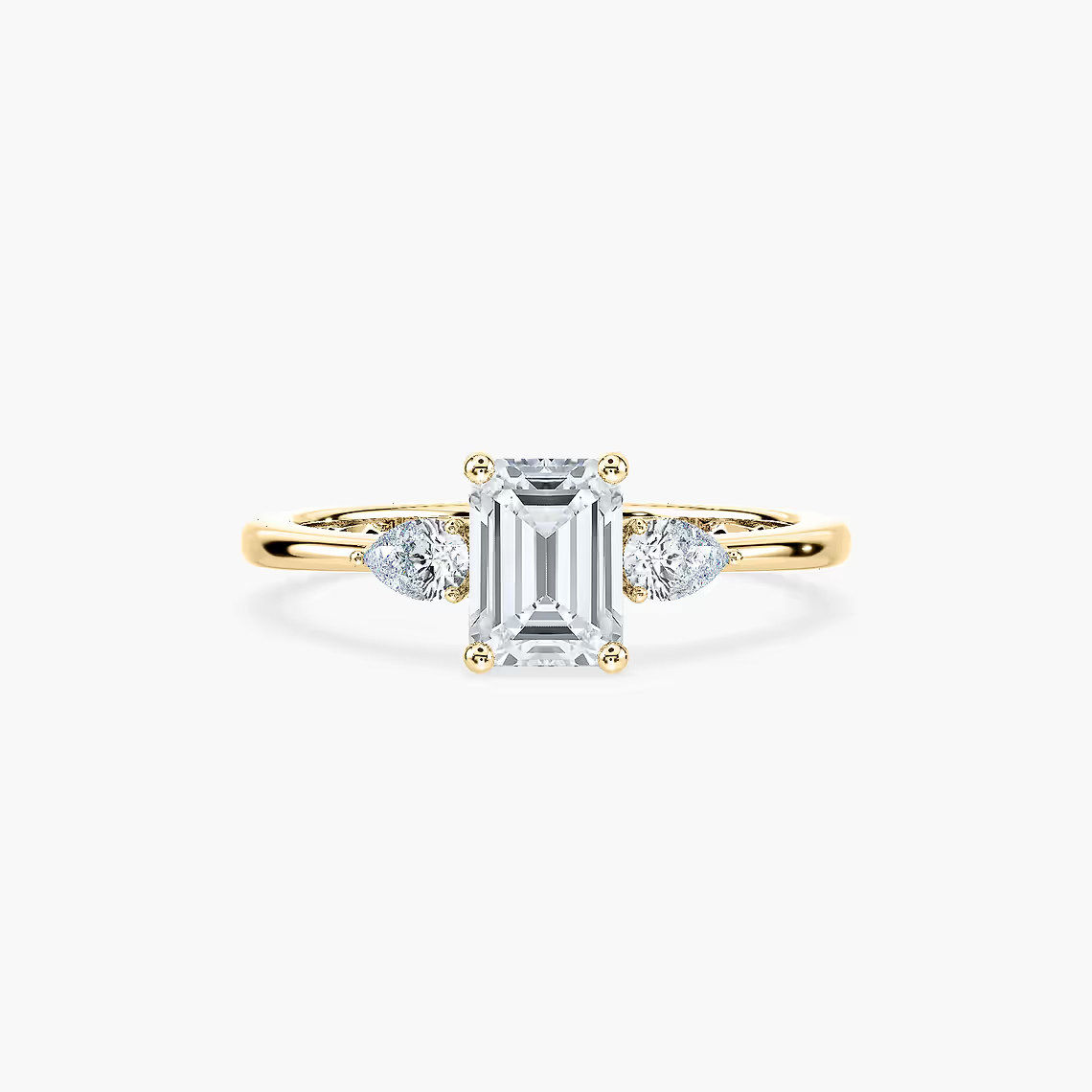 Emerald Cut Three Stone Engagement Ring