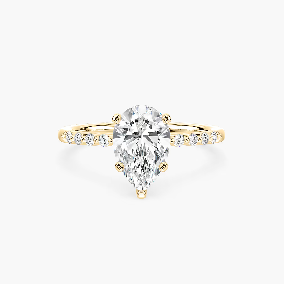 Pear Shaped Shared Prong Side Stone Engagement Ring