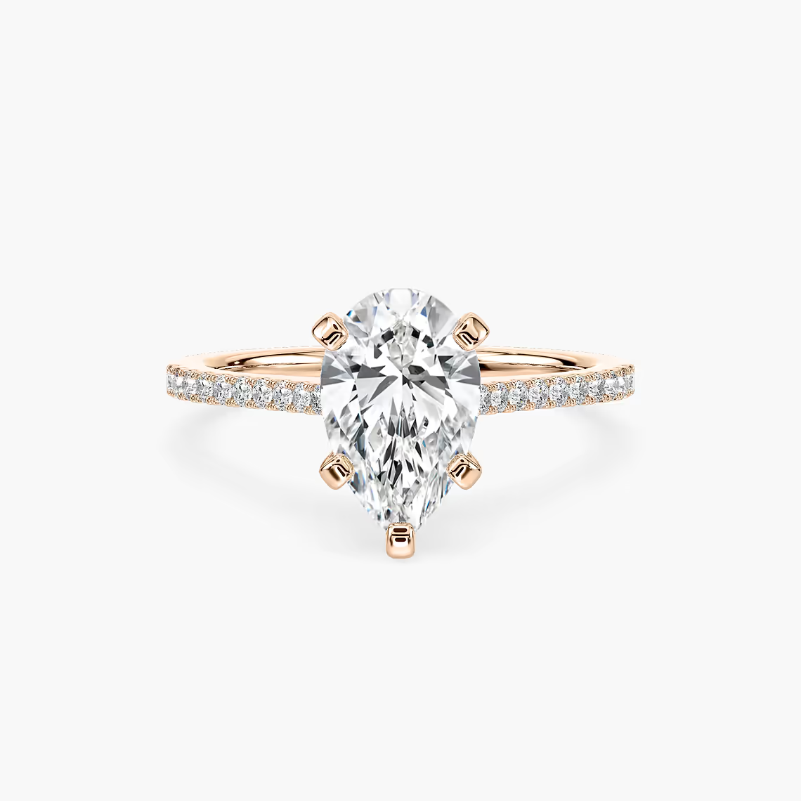 Pavé Set Pear Cut Engagement Ring