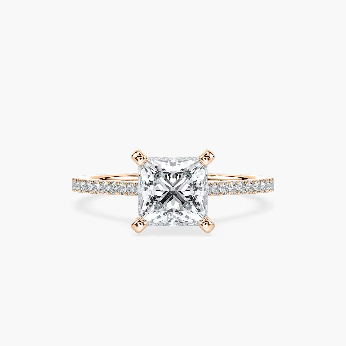 Pavé Set Princess Cut Engagement Ring