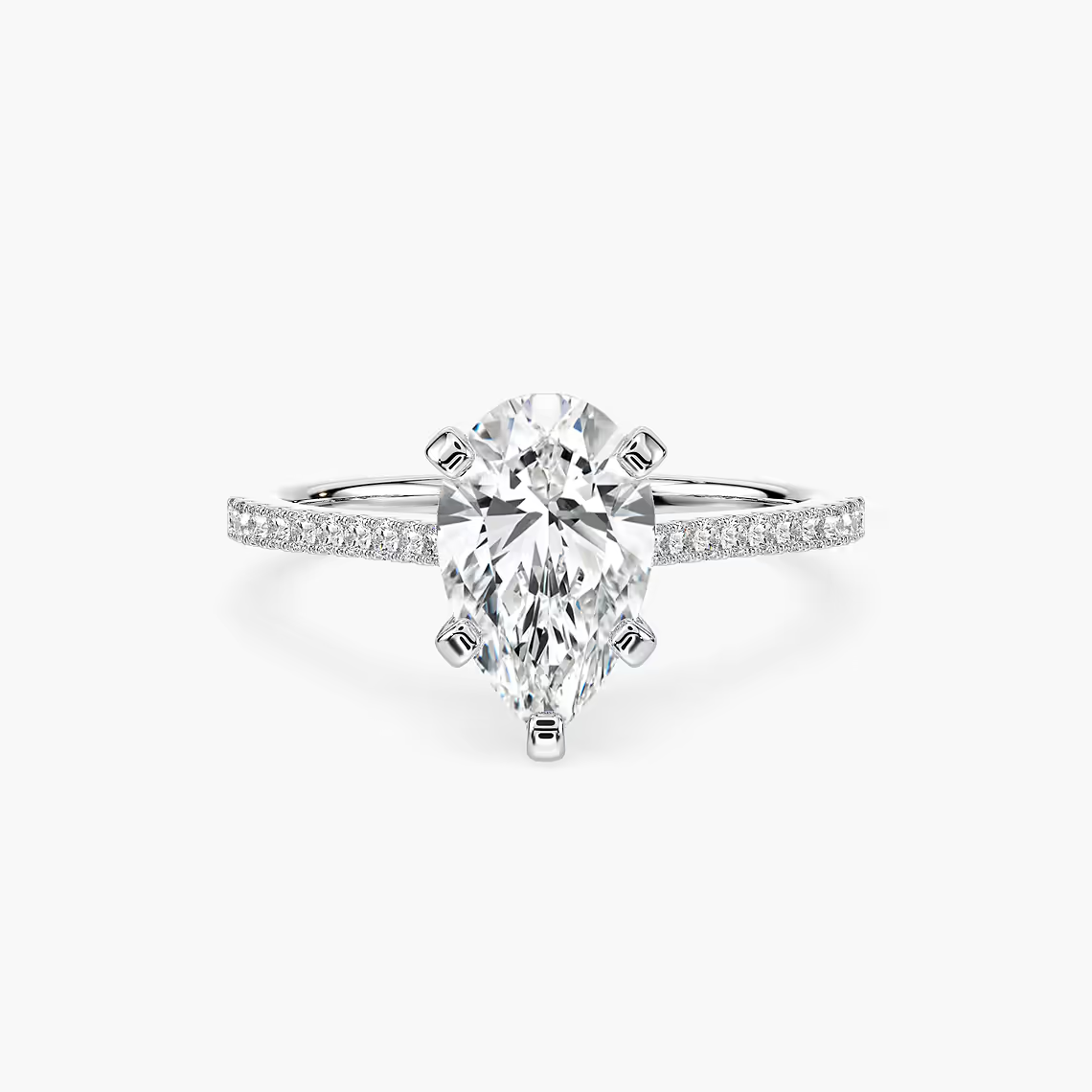 Pavé Set Pear Cut Engagement Ring