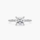 Princess Cut Shared Prong Side Stone Engagement Ring