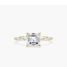 Asscher Cut Shared Prong Side Stone Engagement Ring