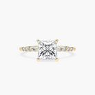 Princess Cut Shared Prong Side Stone Engagement Ring